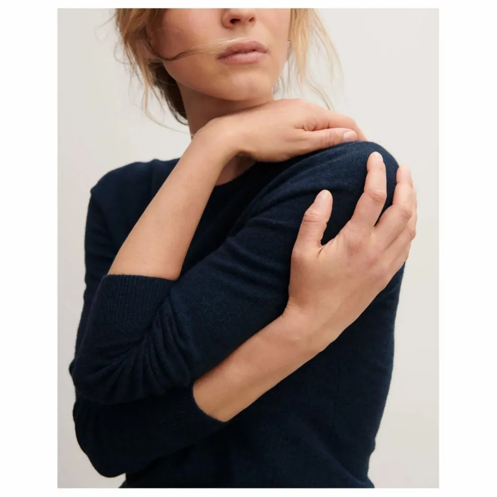 Pull Col Rond Classique Cachemire | Bleu marine