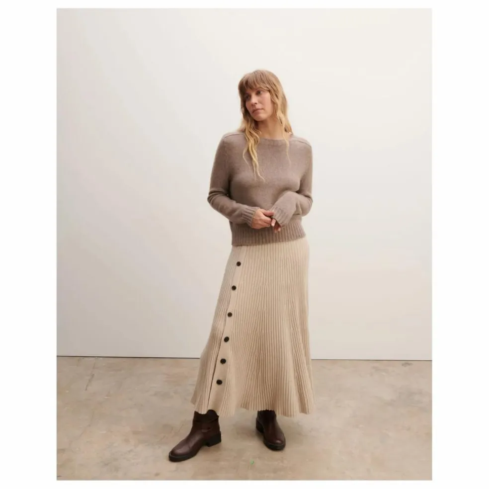 Pull Col Rond Manches Marteau Cachemire | Beige