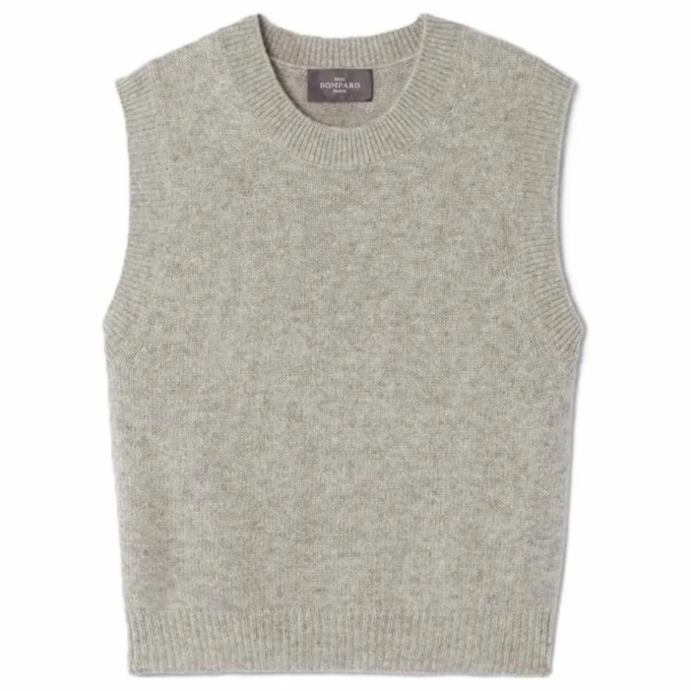 Pull Col Rond Sans Manches Cachemire | Gris argent