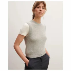 Pull Col Rond Sans Manches Cachemire | Gris argent
