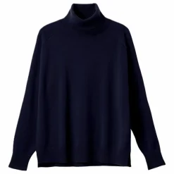 Pull Col Roulé Ample Cachemire | Bleu marine