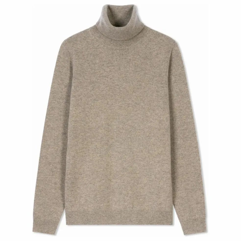 Pull Col Roulé Classique Cachemire | Beige