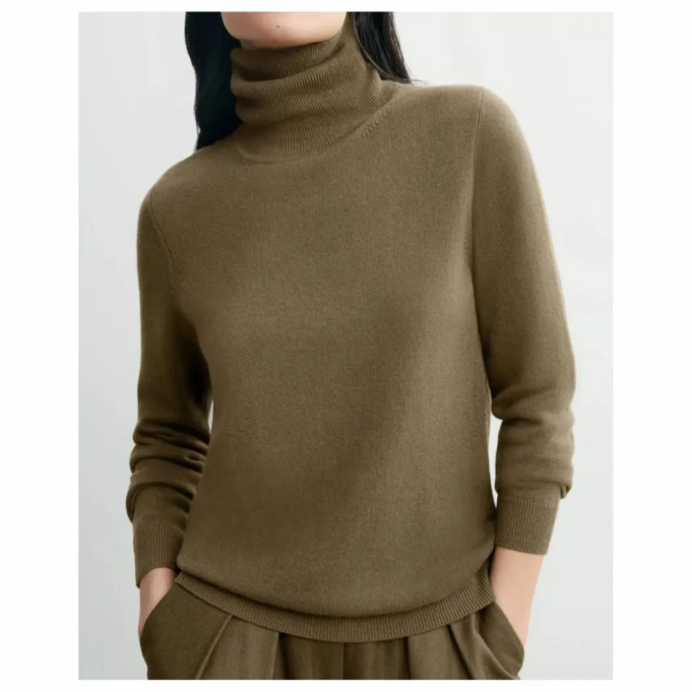 Pull Col Roulé Classique Cachemire | Beige