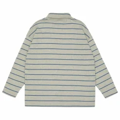 Pull Col Roulé Côtelé Rayé Coton Bio | Gris