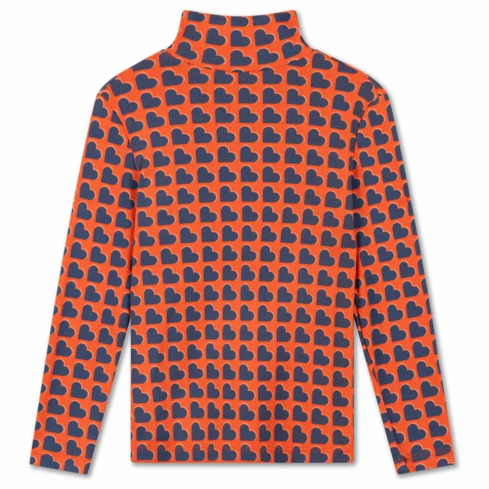 Pull Col Roulé Cœurs Coton Bio | Sanguine