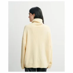 Pull Col Roulé Oversize Côtes Cachemire | Jaune pâle