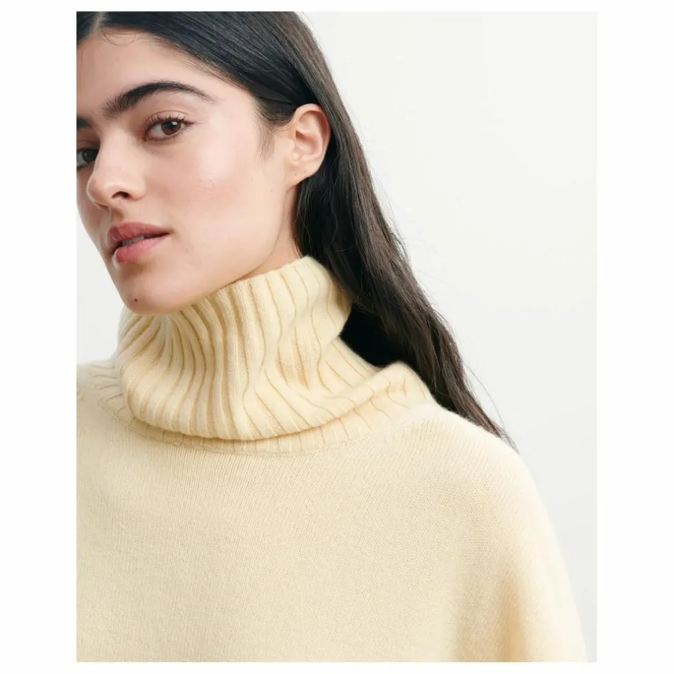 Pull Col Roulé Oversize Côtes Cachemire | Jaune pâle