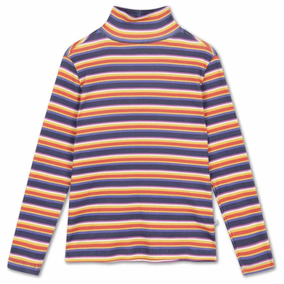 Pull Col Roulé Rayé Coton Bio | Violet