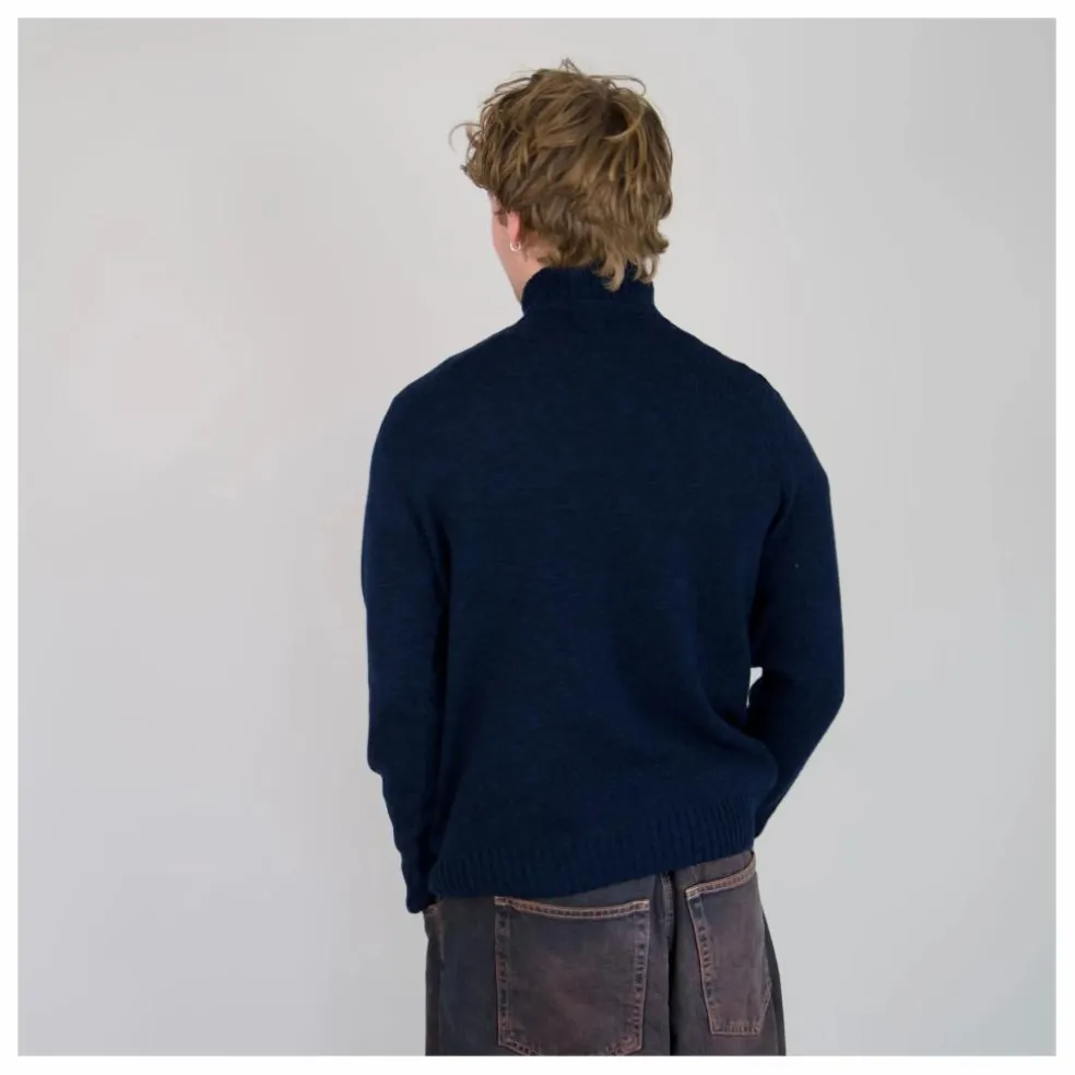 Pull Col Roulé Seamless Laine | Bleu marine