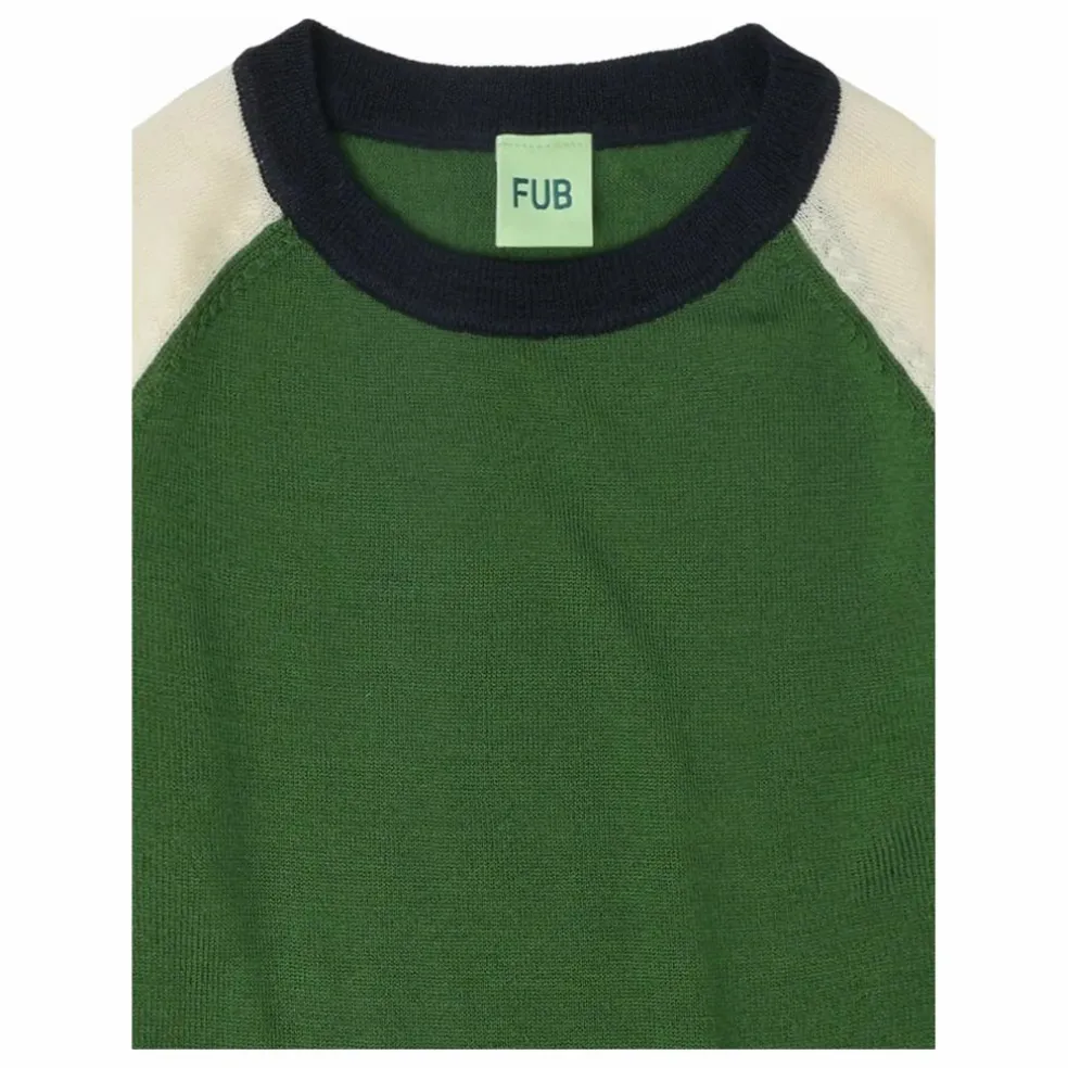 Pull Colorblock Maille Fine Laine de Mérinos | Vert