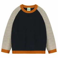 Pull Colorblock Maille Fine Laine de Mérinos | Bleu marine