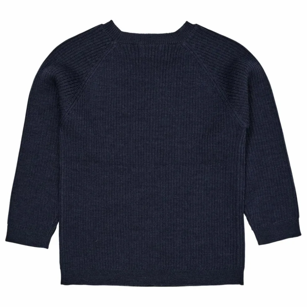 Pull Côtelé Laine Mérinos | Bleu marine