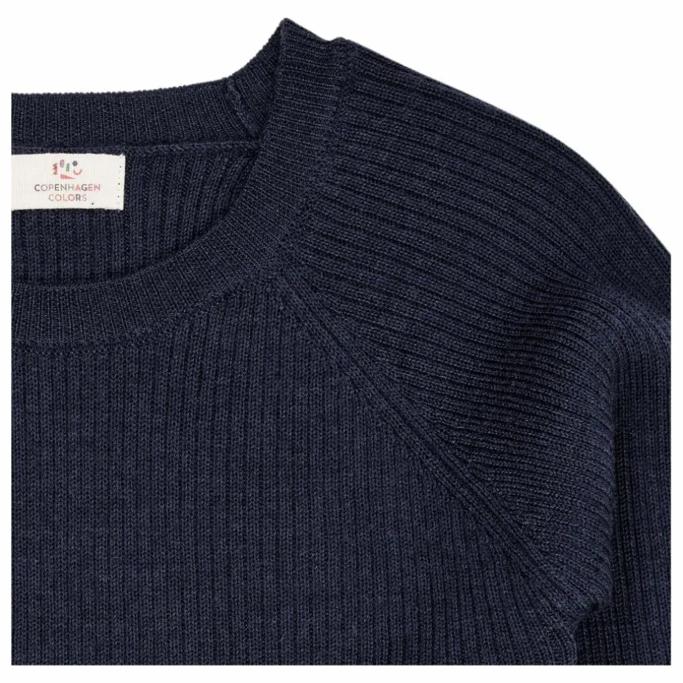 Pull Côtelé Laine Mérinos | Bleu marine