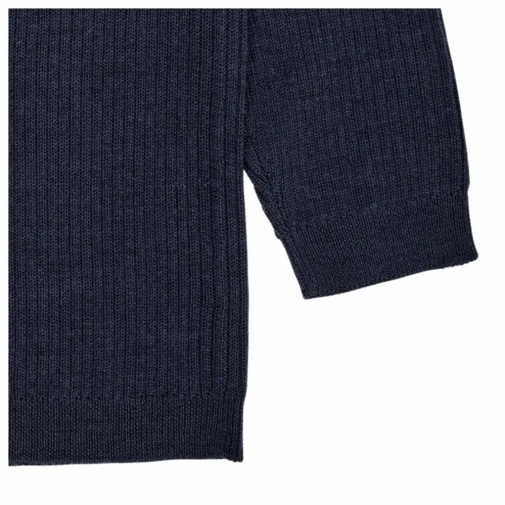 Pull Côtelé Laine Mérinos | Bleu marine