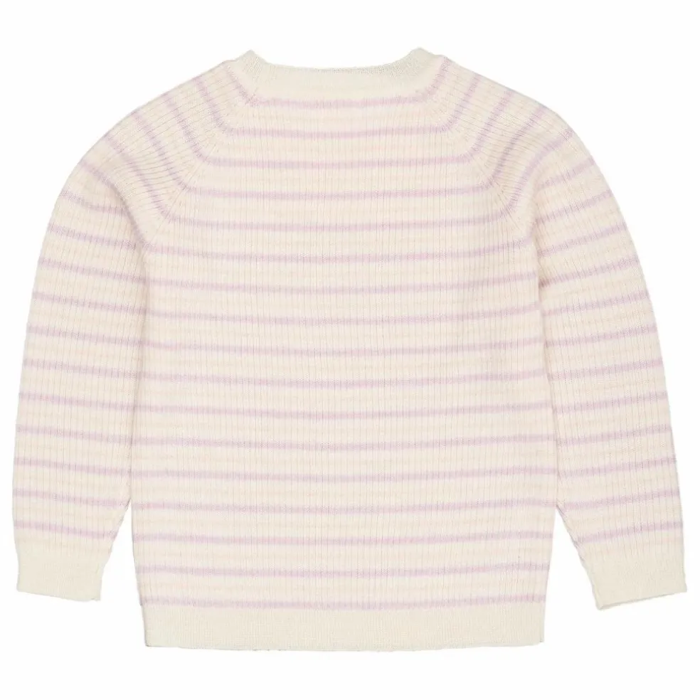 Pull Côtelé Rayures Laine Mérinos | Lilas
