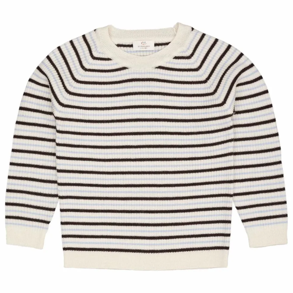 Pull Côtelé Rayures Laine Mérinos | Marron