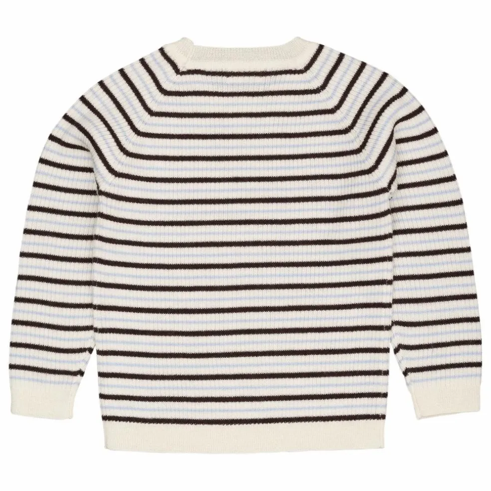 Pull Côtelé Rayures Laine Mérinos | Marron