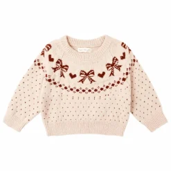 Pull Fair Isle Bows Mini | Rose poudré