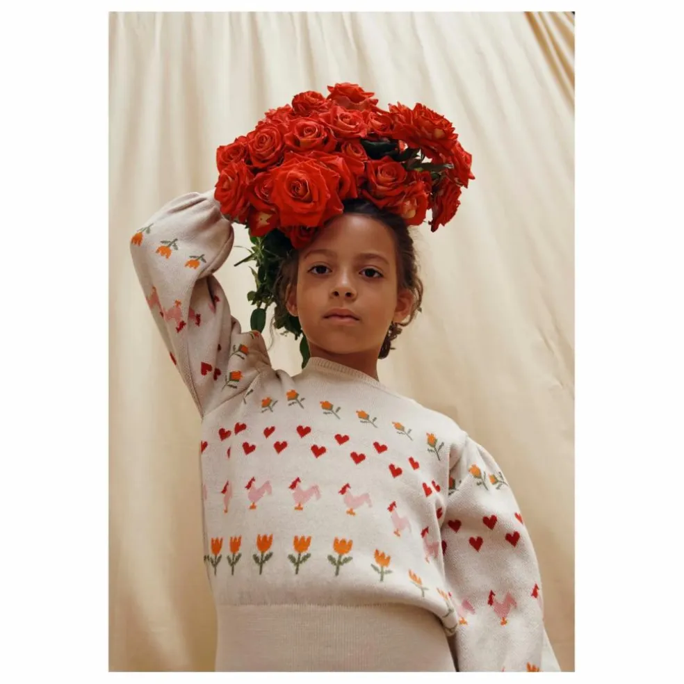 Pull Fleurs Coton Bio | Ecru