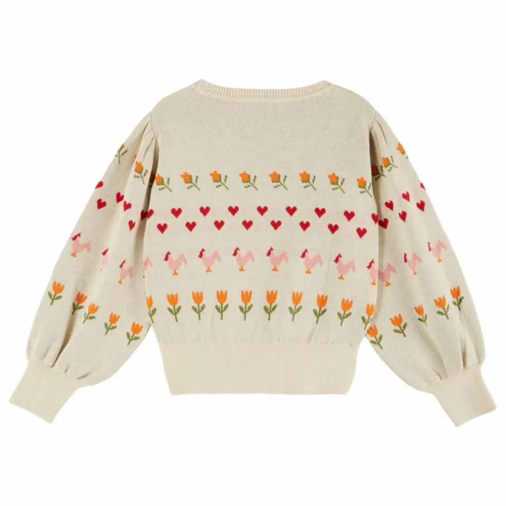 Pull Fleurs Coton Bio | Ecru