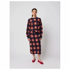 Pull Flower Jacquard Coton Bio - Collection Femme | Bleu marine