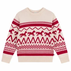 Pull Jacquard Chevaux Laine | Ecru