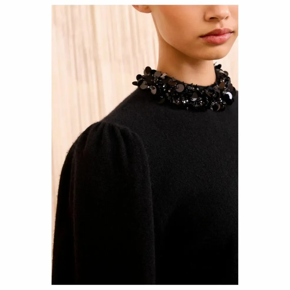 Pull Kalani Brodée Cachemire | Noir