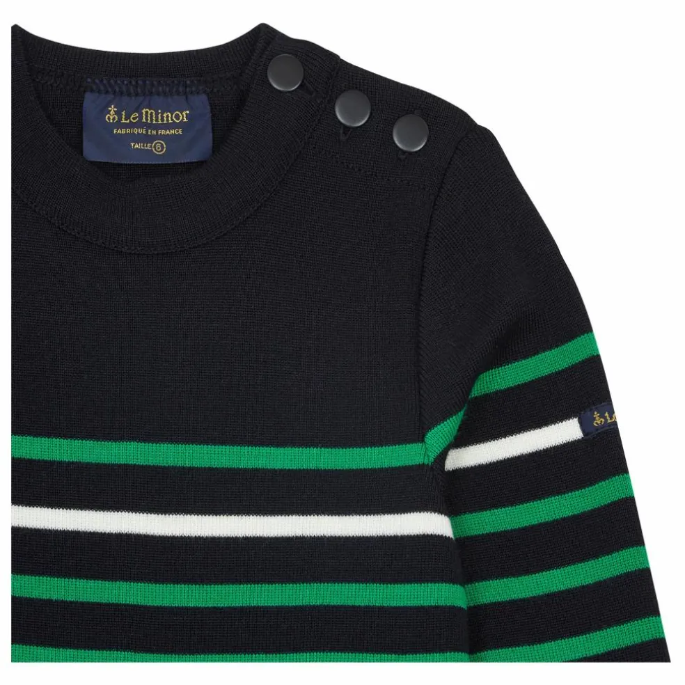 Pull Laine Mérinos Marinière x Smallable | Bleu marine