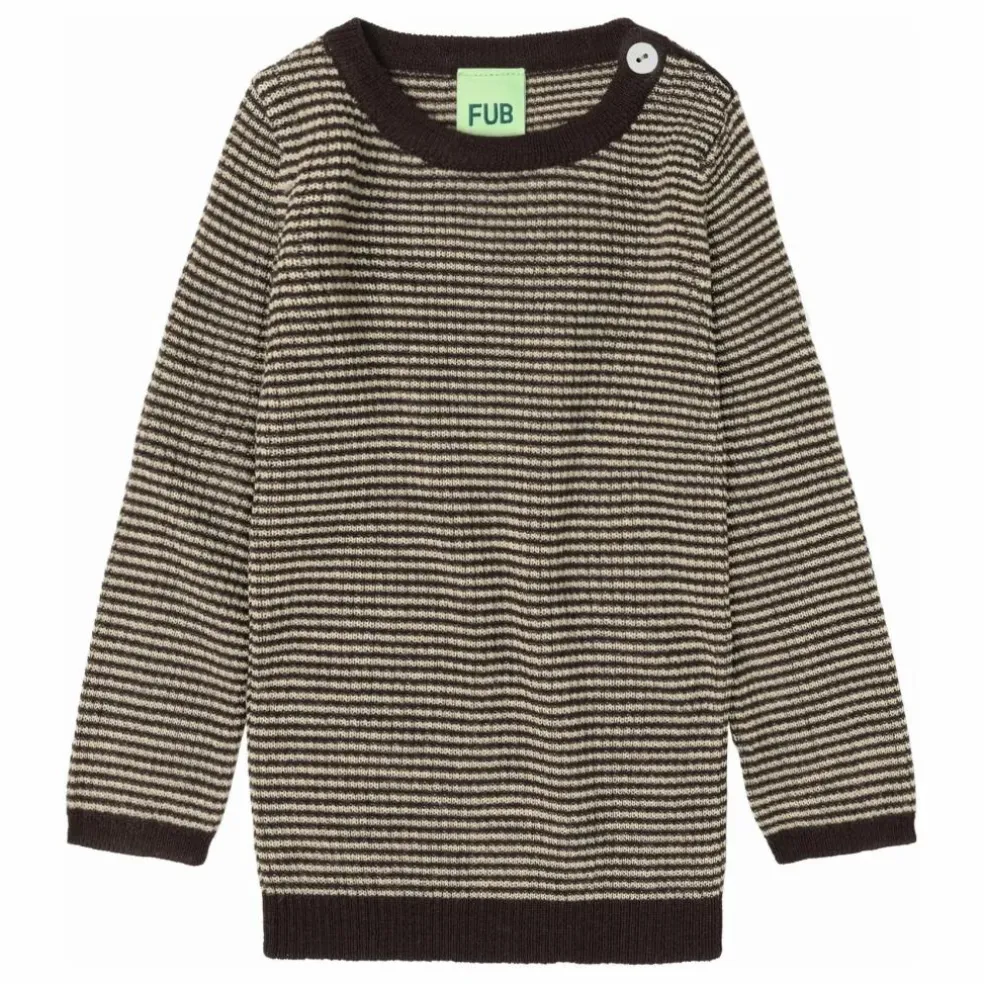 Pull Maille Fine Rayé Laine de Mérinos | Marron