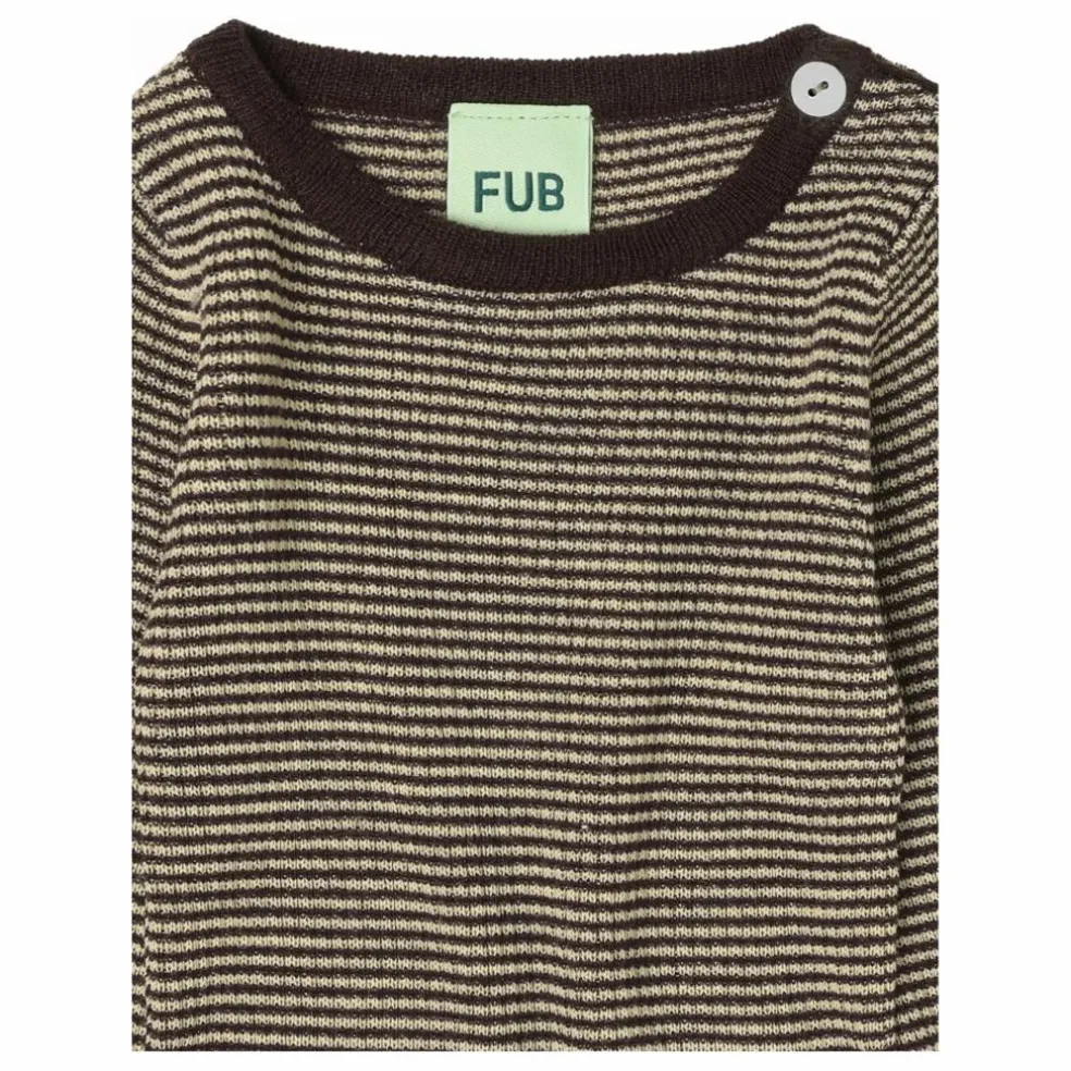 Pull Maille Fine Rayé Laine de Mérinos | Marron