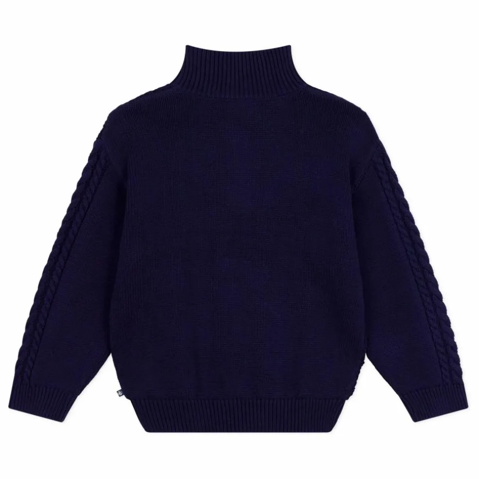 Pull Maille Torsadée Coton Bio | Bleu marine