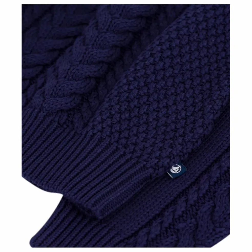 Pull Maille Torsadée Coton Bio | Bleu marine