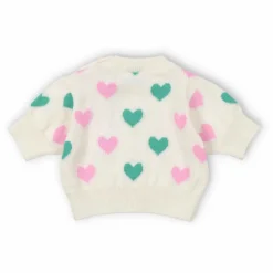Pull Manches Courtes Cœurs Oia Coton Bio | Ecru