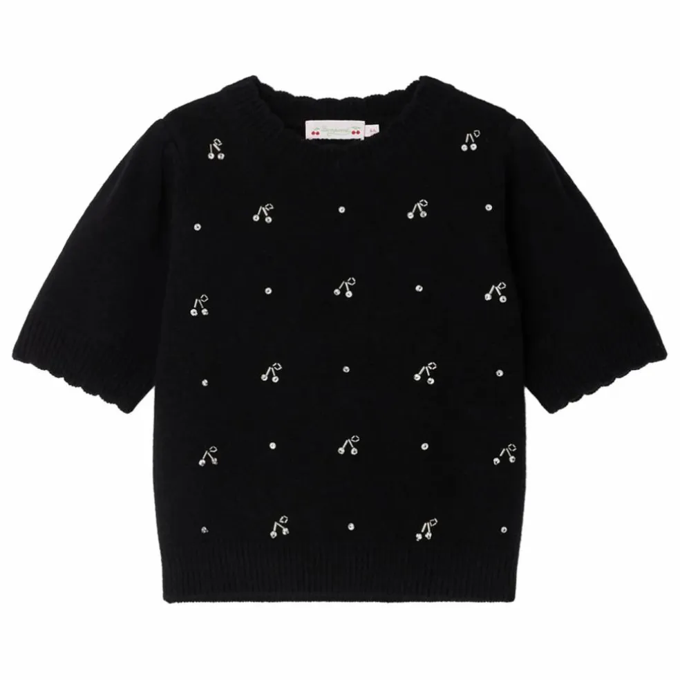 Pull Manches Courtes Justine Laine Cachemire | Noir