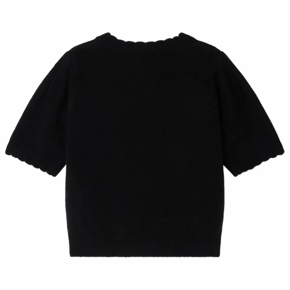 Pull Manches Courtes Justine Laine Cachemire | Noir