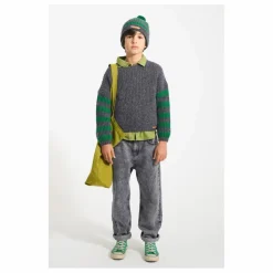 Pull Manches Rayées Laine | Gris foncé