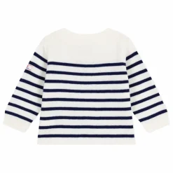 Pull Marinière Logo Laine | Blanc