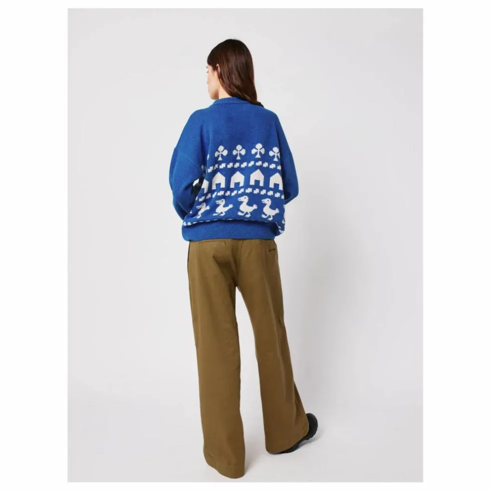 Pull Oversize Farm Jacquard - Collection Femme | Bleu