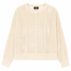 Pull Oversize Patchwork Pointelle Soie et Cachemire | Naturel