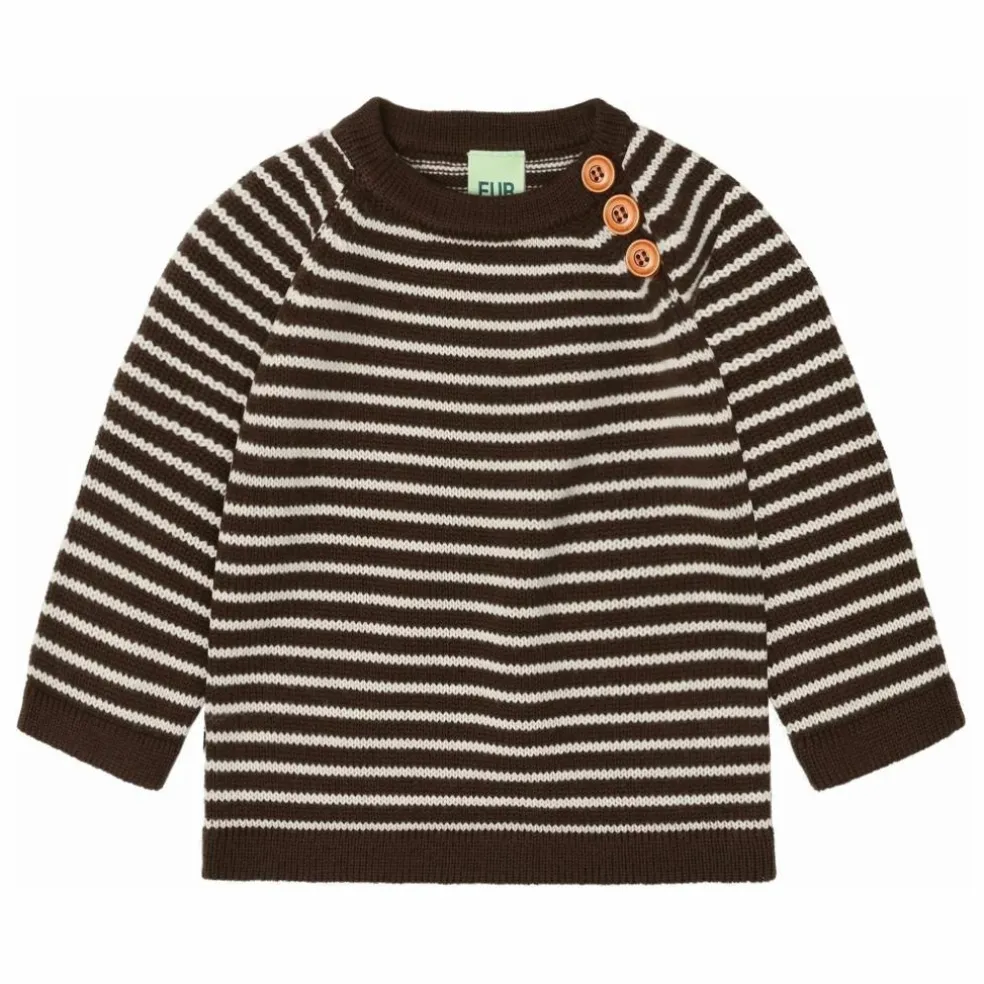 Pull Rayé Laine de Mérinos Bébé | Marron
