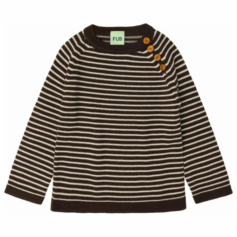 Pull Rayé Laine de Mérinos | Marron
