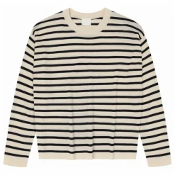 Pull Rayé Laine Mérinos - Collection Femme | Ecru