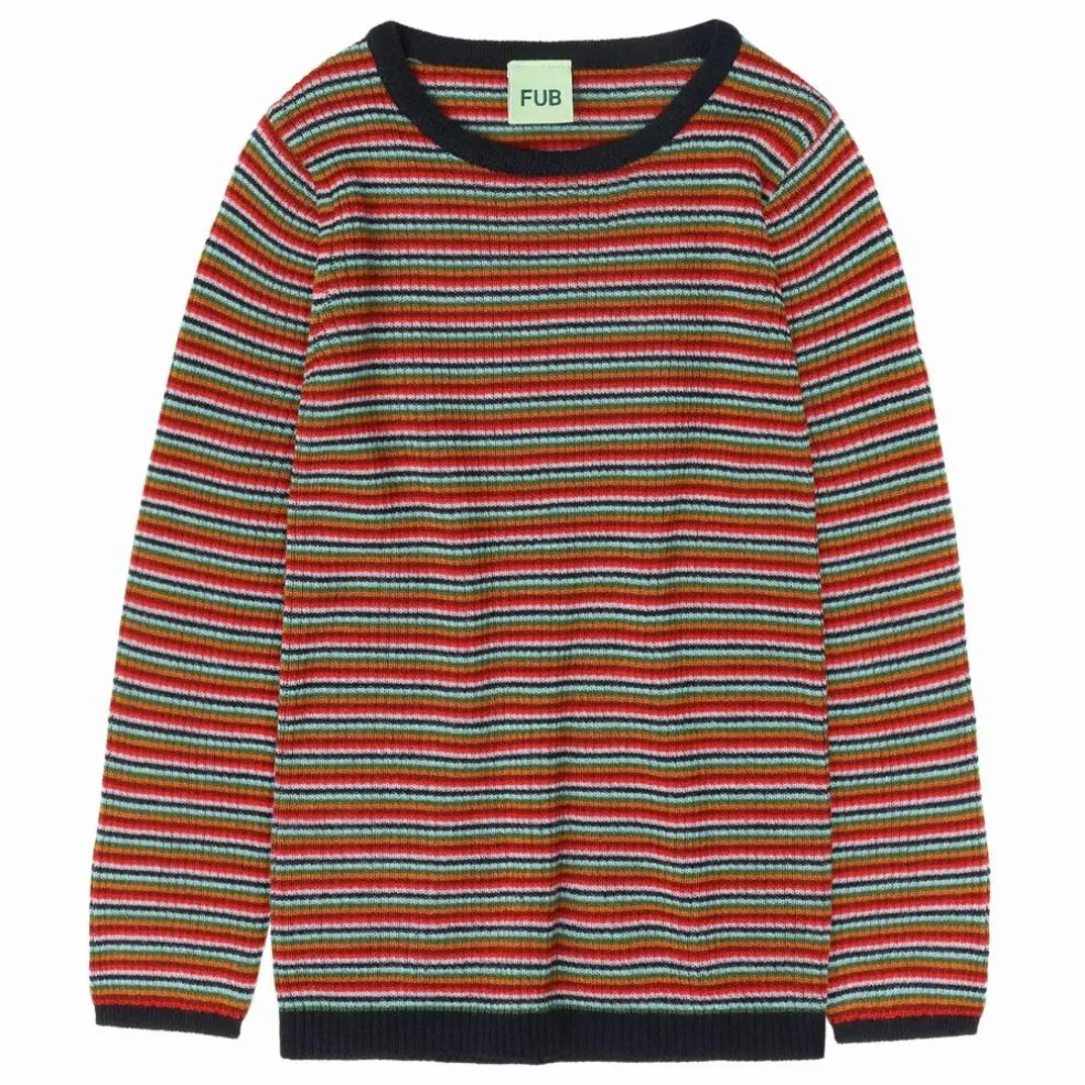 Pull Rayé Maille Fine Laine de Mérinos | Rouge