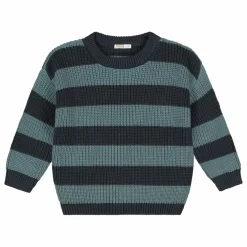 Pull Rayures Coton Bio | Bleu gris