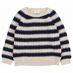 Pull Rayures Laine Alpaga | Bleu marine