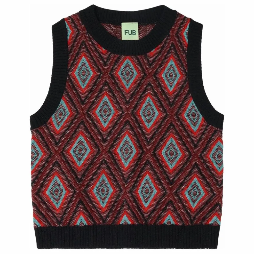 Pull Sans Manches Arlequin Laine de Mérinos | Bleu marine