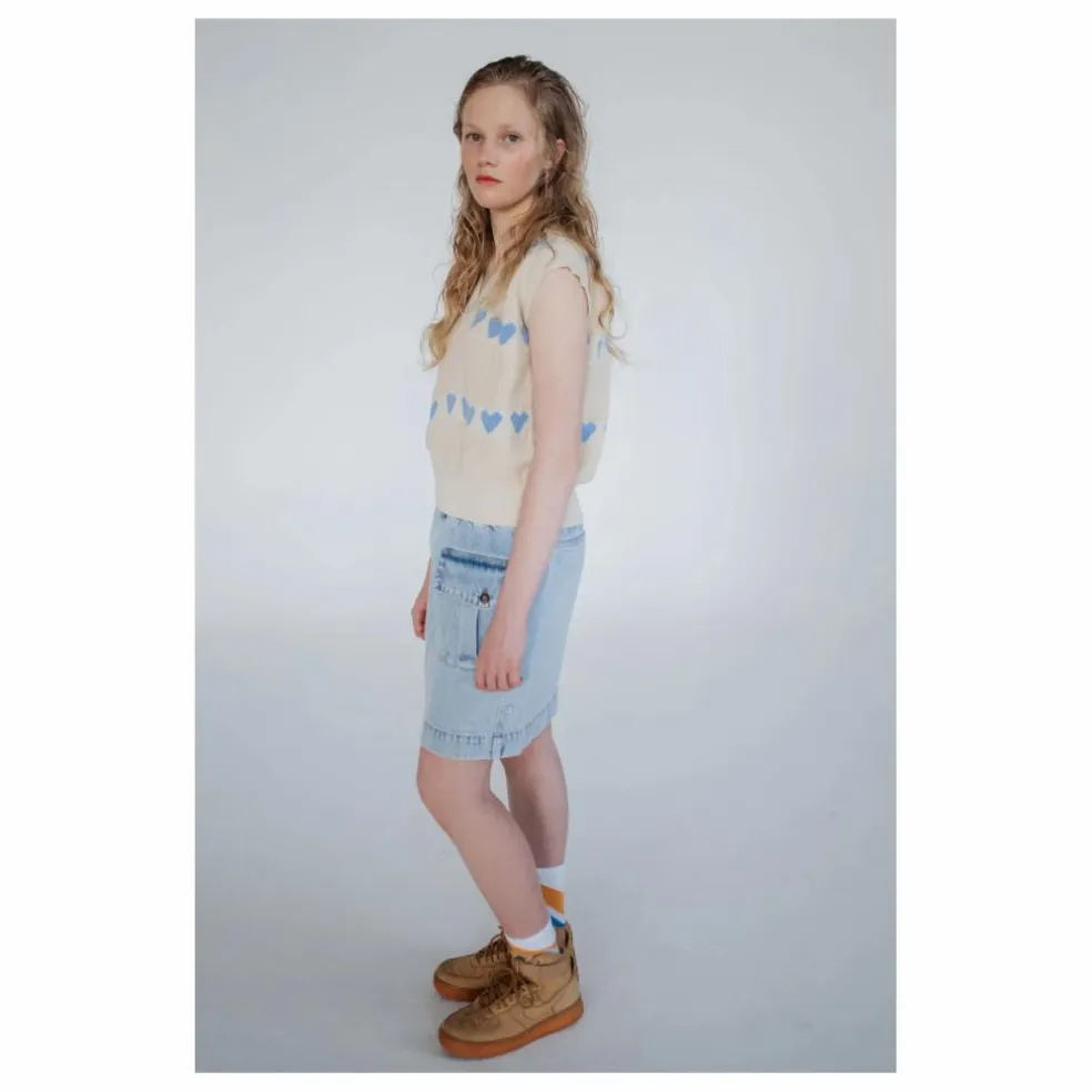 Pull Sans Manches Cœurs Coton Bio | Ecru