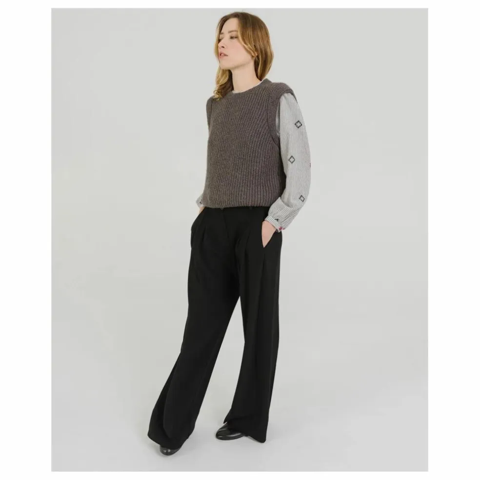 Pull Sans Manches Djoan Alpaga | Gris anthracite