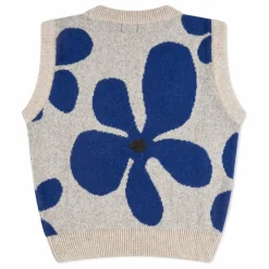 Pull Sans Manches Fleurs Laine | Gris