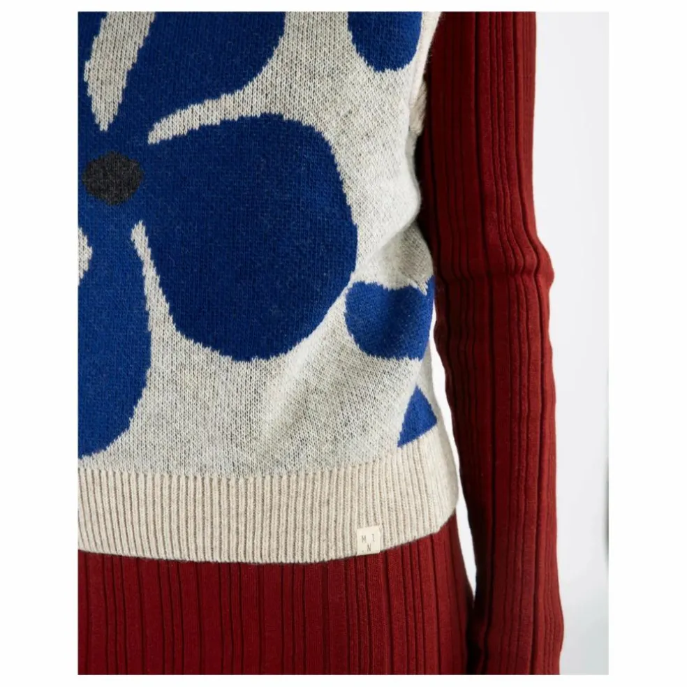 Pull Sans Manches Fleurs Laine | Gris